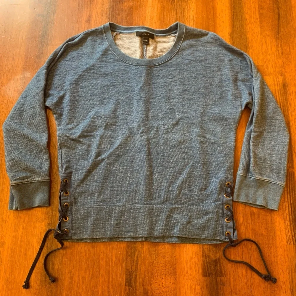J.Crew cotton blue sweatshirt with tie sides. XXS